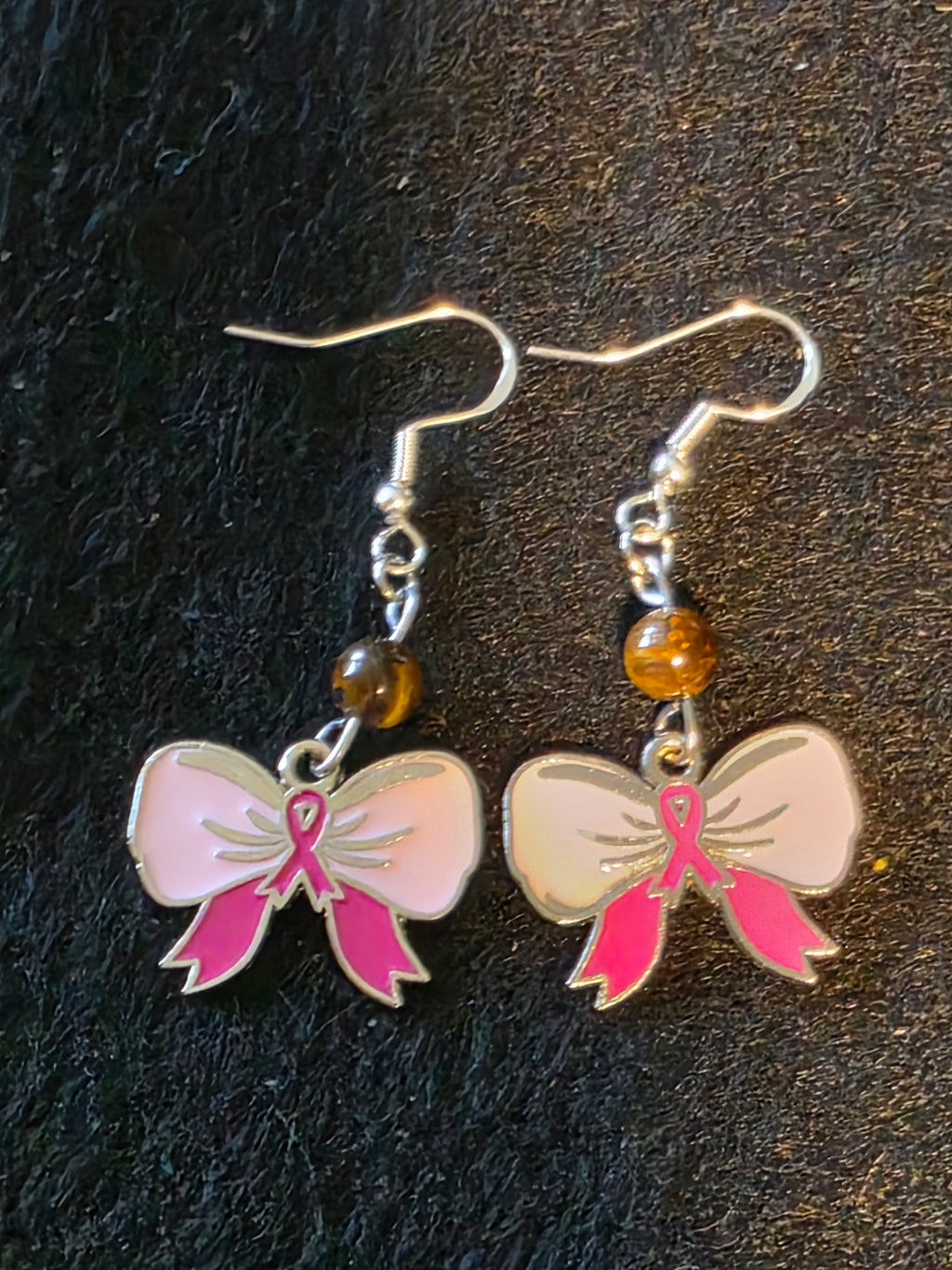 Handcrafted Breast Cancer Awareness Earrings with various Semi Precious Stones and Sterling Silver fish hooks