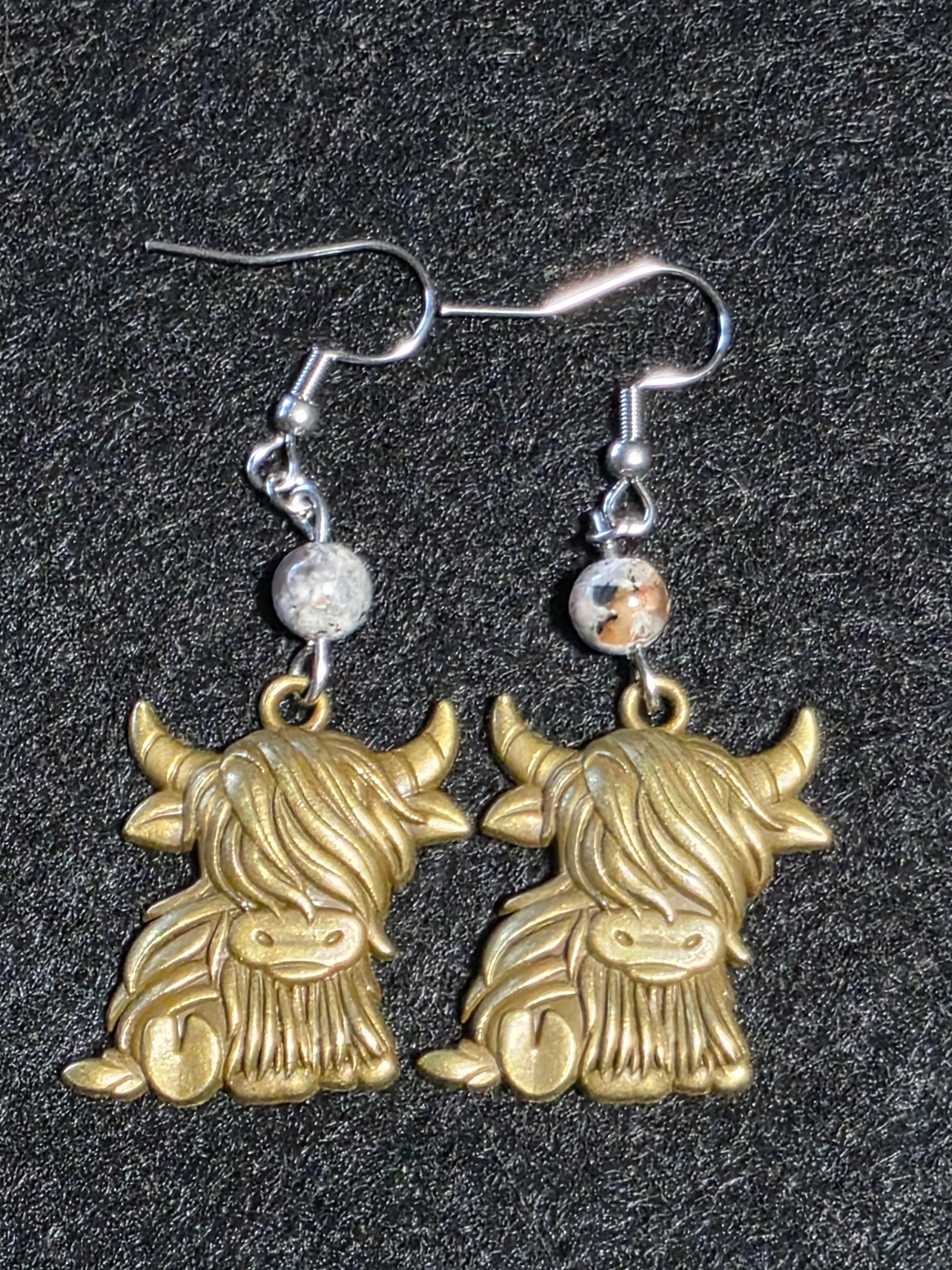 Handcrafted Highland Cow with Semi Precious Stones