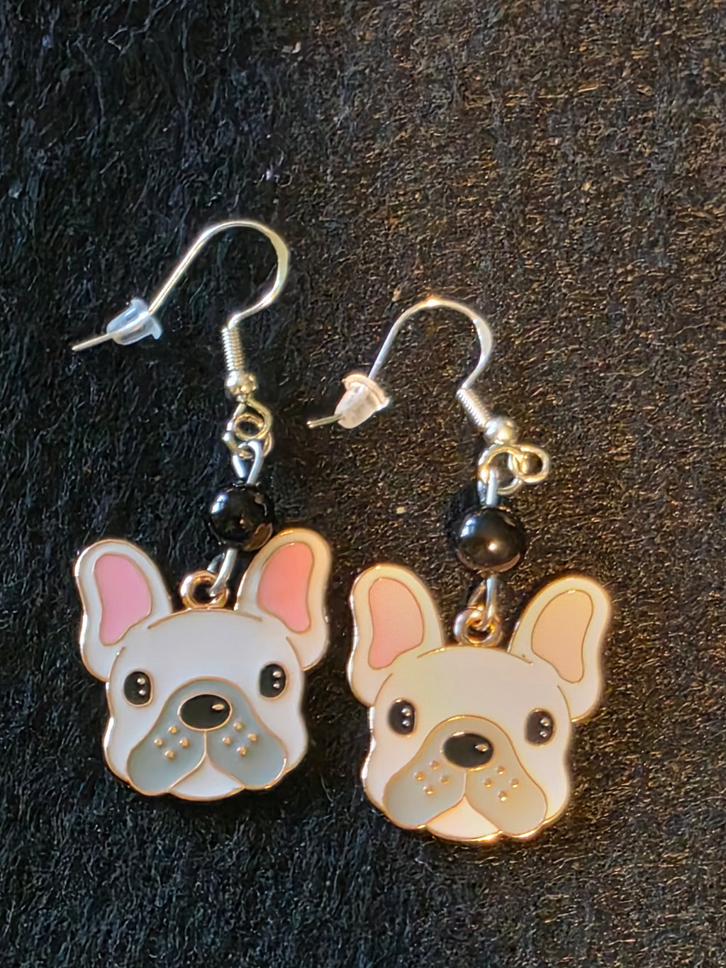 Handcrafted Puppy Earrings with Semi Precious Stones and Sterling Silver fish
