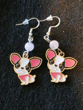 Handcrafted Puppy Earrings with Semi Precious Stones and Sterling Silver fish